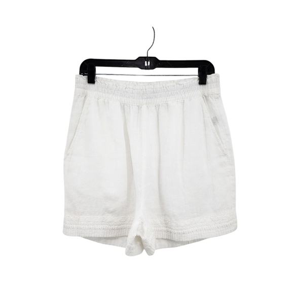 Sigrid Olsen Women's 100% Linen Embroidered High Waist Shorts - M - Picture 1 of 6